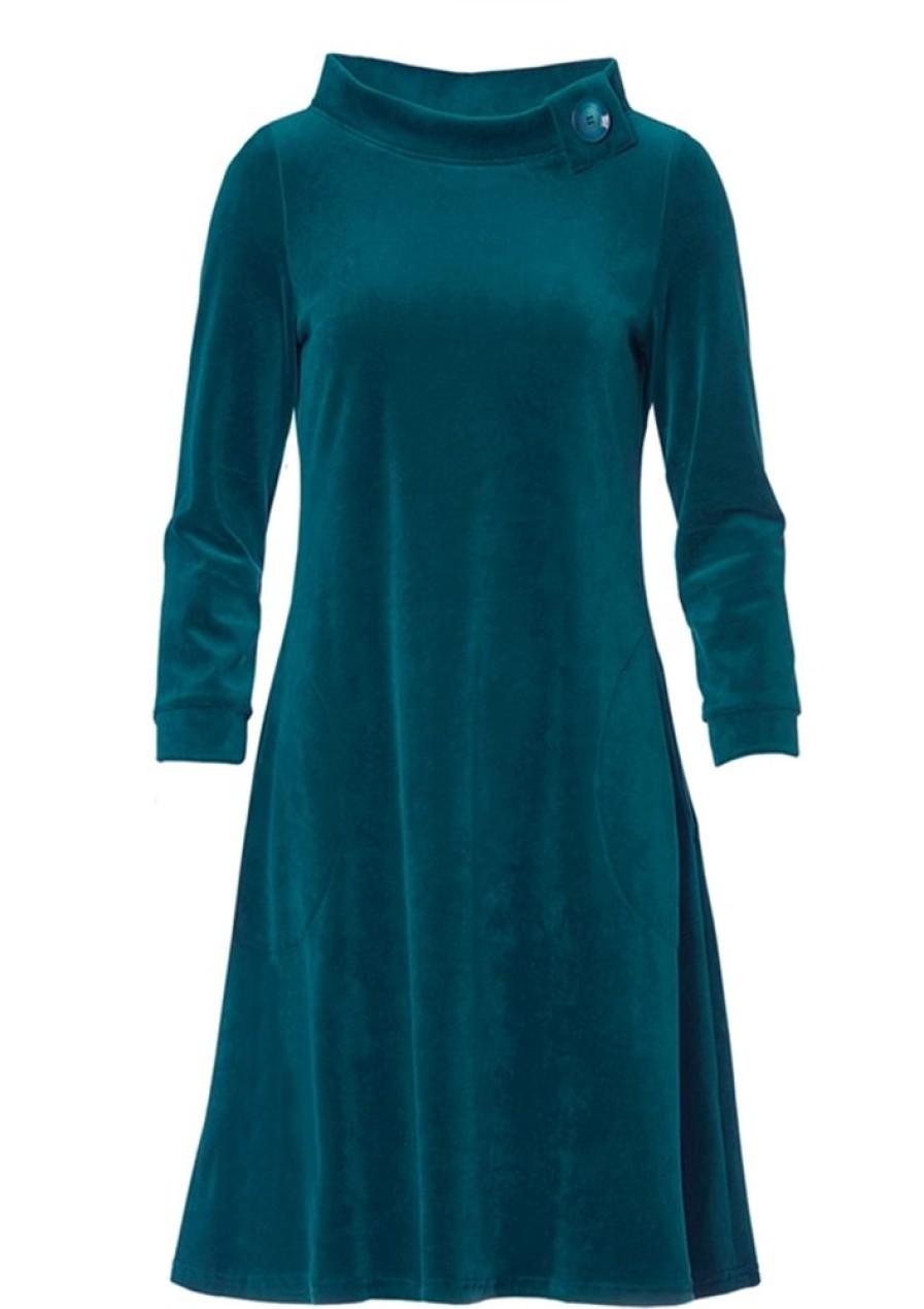 Baeredygtighed du Milde | Du Milde Kjole Ducaroline Basic Velvet Bottlegreen