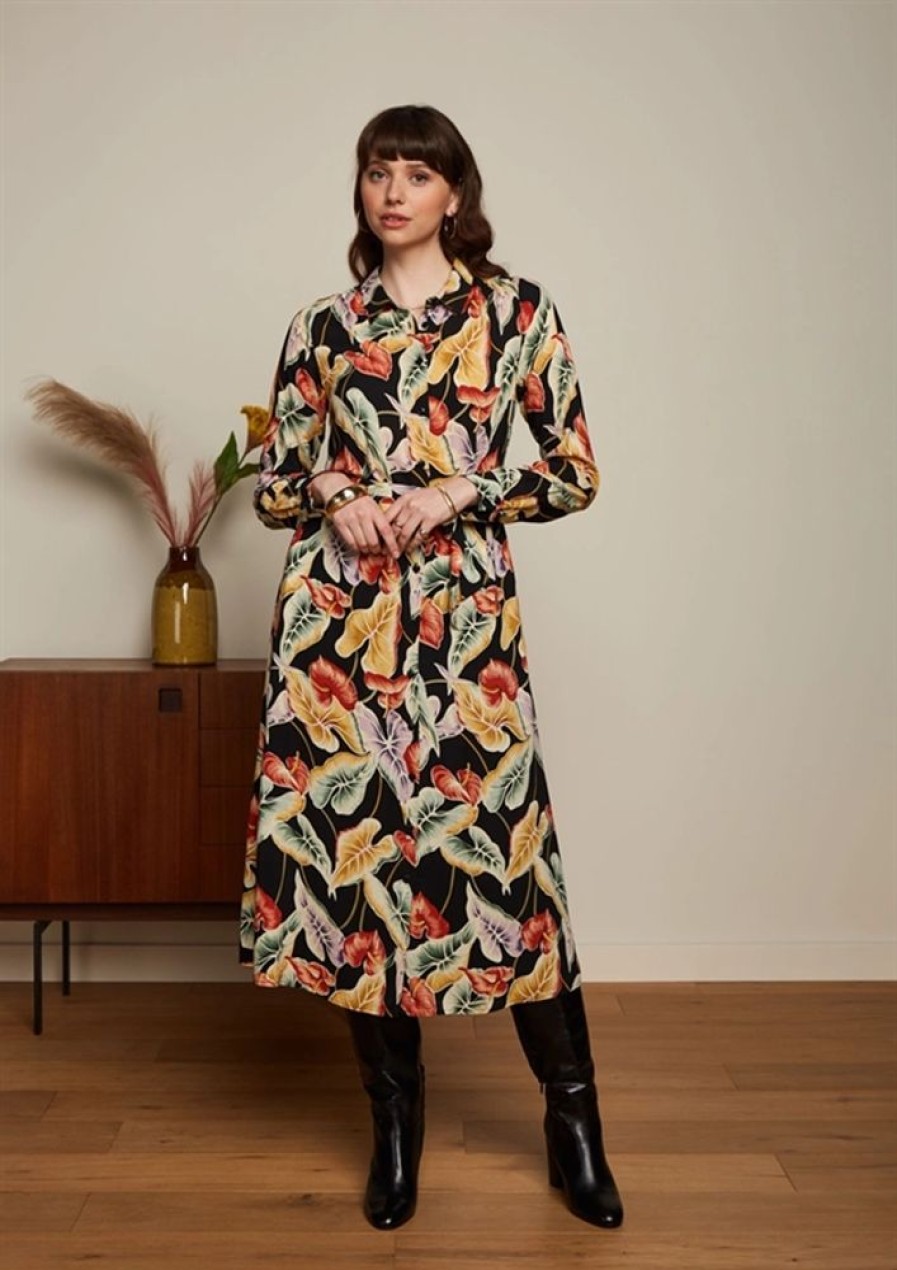 Kjoler King Louie | King Louie Kjole Olive Midi Dress Marmora Black