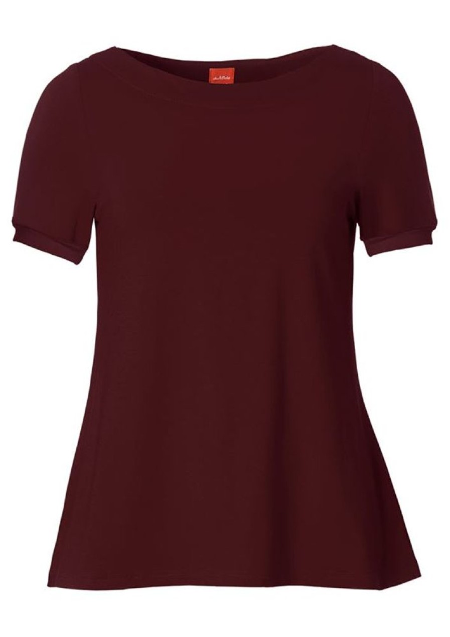 Toppe & T-Shirts du Milde | Du Milde T-Shirt Alberta Basic Short Sleeve Dark Cherry