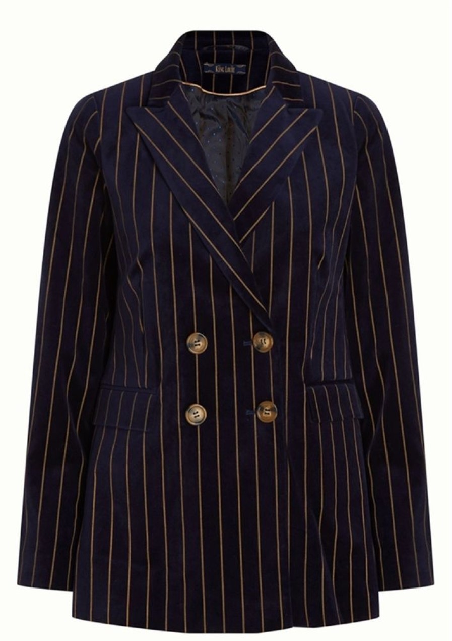 Jakker & Overtoj King Louie | King Louie Blazer Tina Blazer Pinstripe Blue