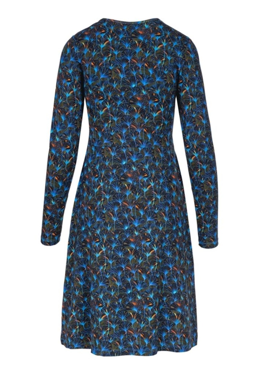 Kjoler Lalamour | Lalamour Kjole 2330 Dress Dolly Leafpattern Blue