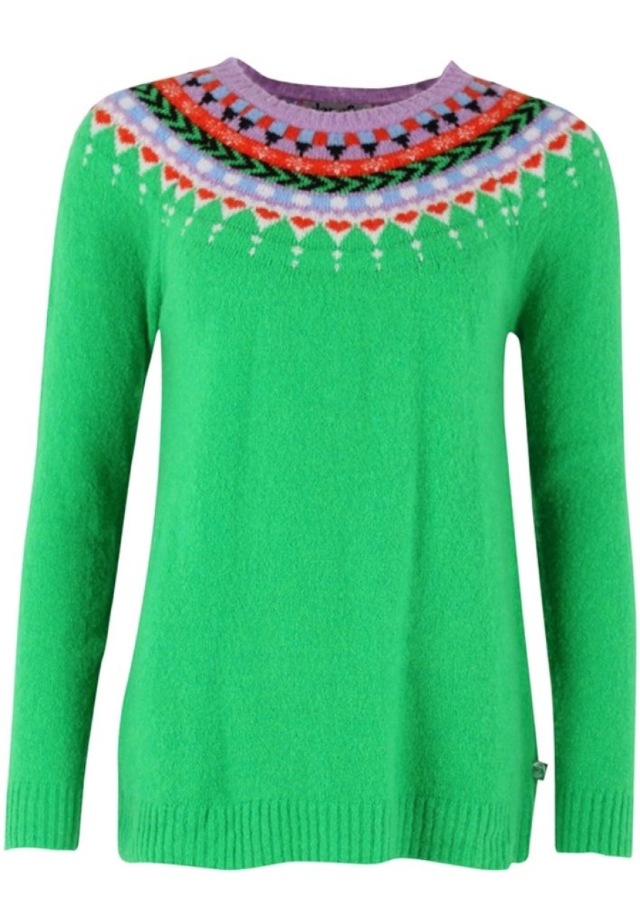 Cardigans & Strik Danefæ | Danefae Strik Bluse Danepeaceful Light Wool Sweater Green