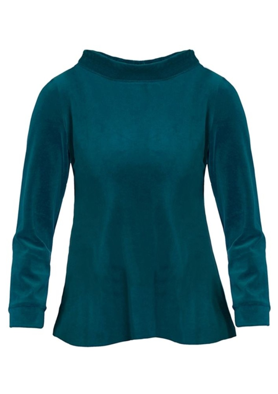 Bluser & Skjorter du Milde | Du Milde Bluse Dualberta Basic Velvet Bottlegreen