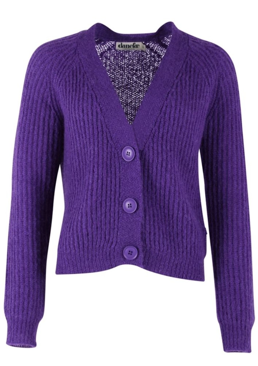 Cardigans & Strik Danefæ | Danefae Strikbluse Danadorable Wool Cardigan Purple