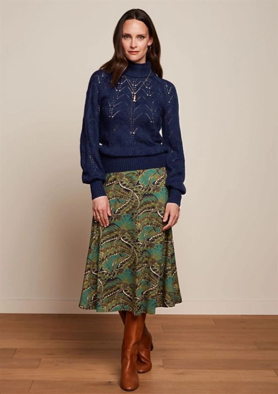 Cardigans & Strik King Louie | King Louie Bluse Jeanie Rollneck Top Farfalle Ink Blue