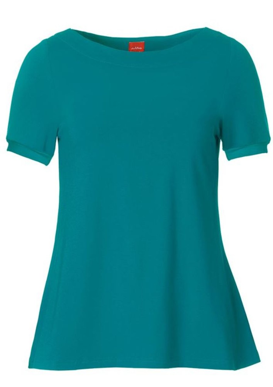 Toppe & T-Shirts du Milde | Du Milde T-Shirt Alberta Basic Short Sleeve Aquagreen