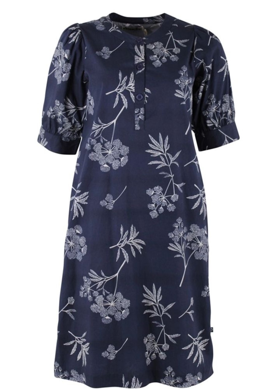 Baeredygtighed Danefæ | Danefae Kjole Danamaia Poplin Dress Navy/Chalk