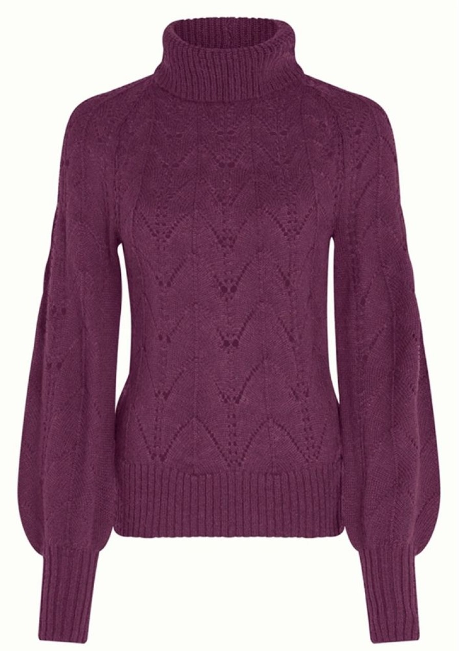 Cardigans & Strik King Louie | King Louie Bluse Jeanie Rollneck Top Farfalle Caspia Purple