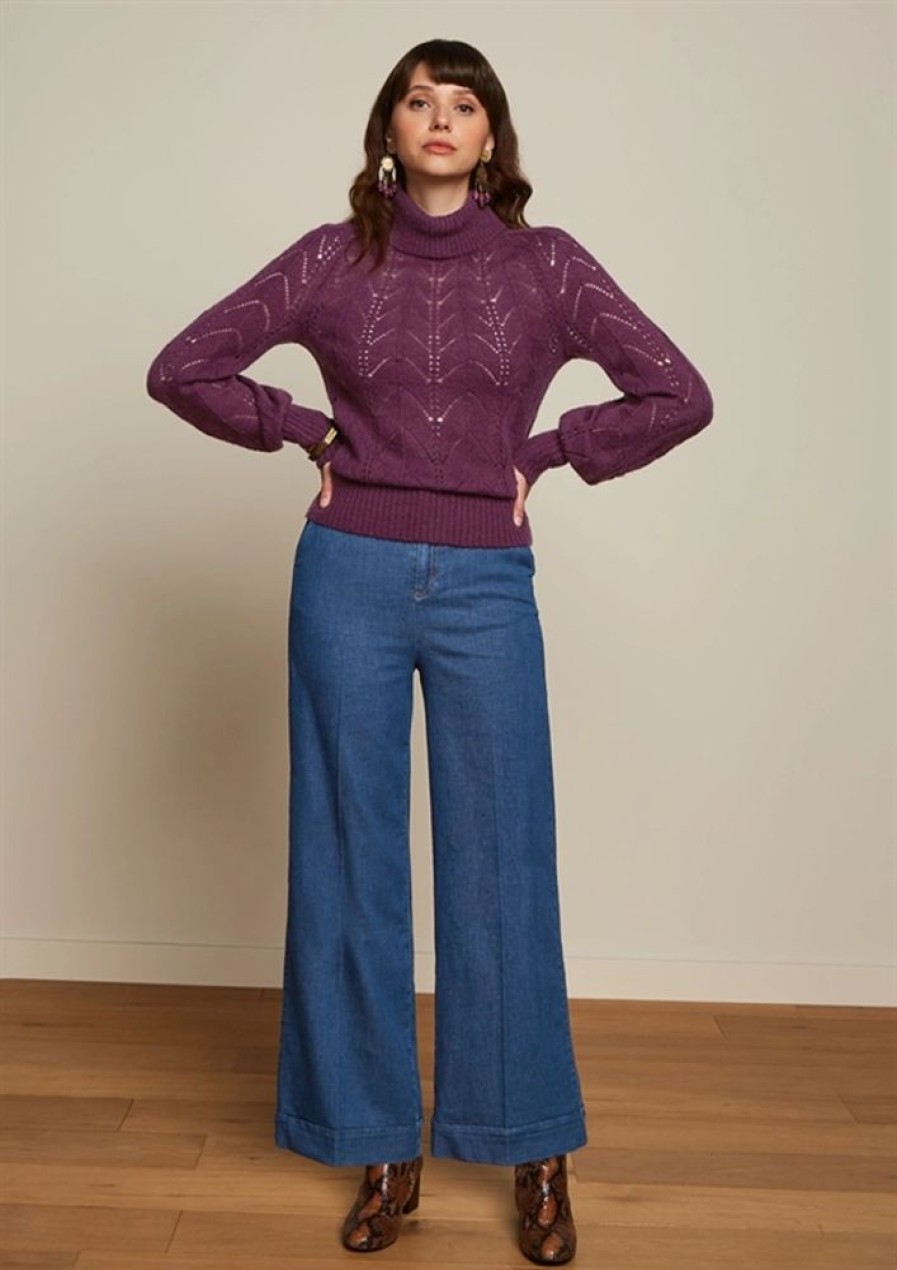 Cardigans & Strik King Louie | King Louie Bluse Jeanie Rollneck Top Farfalle Caspia Purple