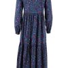 Baeredygtighed Danefæ | Danefae Kjole Danoktober Poplin Dress Grey Marine Botanical